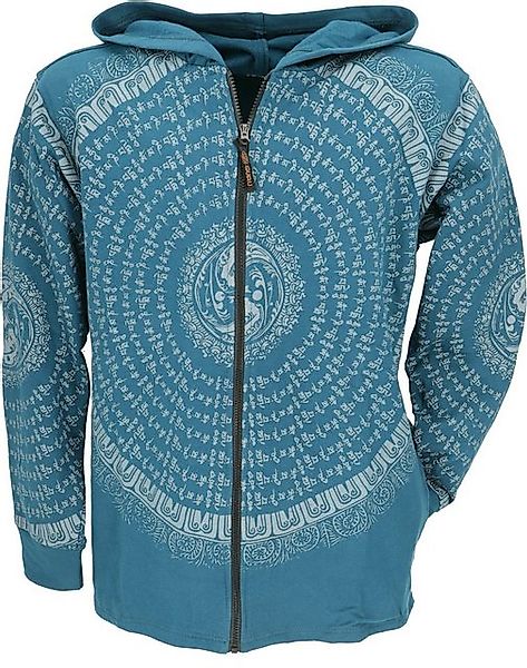 Guru-Shop Strickjacke Goa Jacke, Sweatshirt Jacke mit Mandala - petrol alte günstig online kaufen