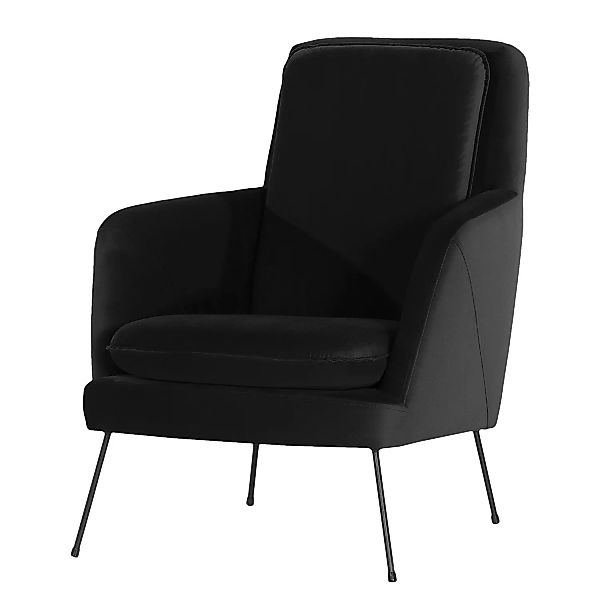 home24 Norrwood Sessel Himos Schwarz Samt 74x88x90 cm (BxHxT) günstig online kaufen