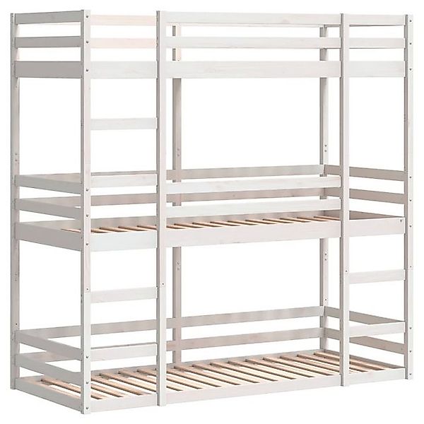 vidaXL Bett Dreifach-Etagenbett Weiß 75x190 cm Massivholz Kiefer günstig online kaufen