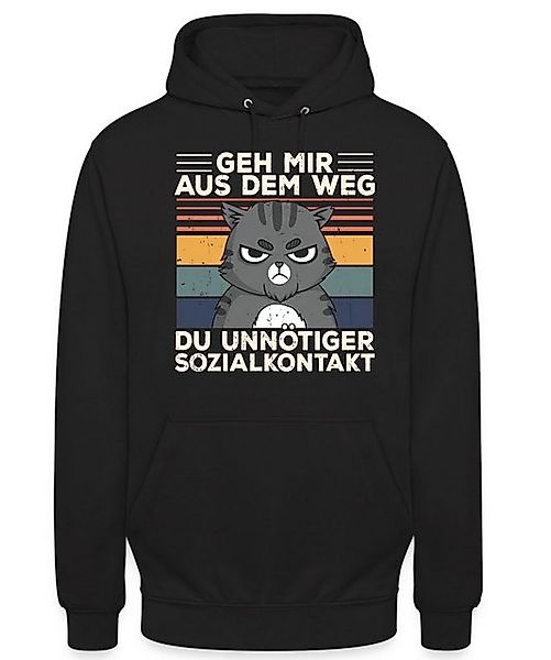 Quattro Formatee Kapuzenpullover Katze Unnötiger Sozialkontakt - Lustiger S günstig online kaufen