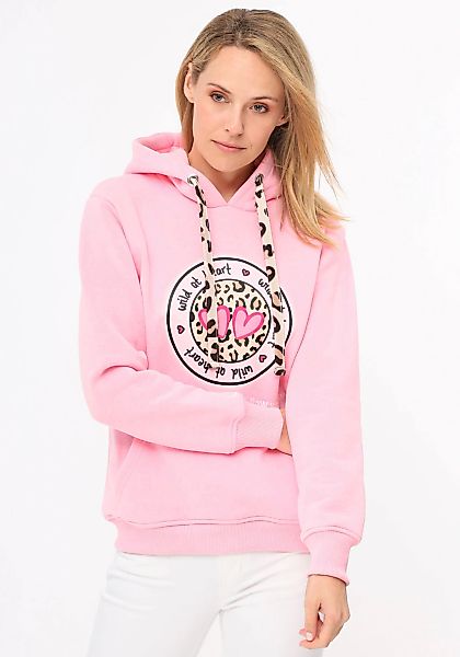 Zwillingsherz Hoodie Kapuze, Langarm, Kängurutasche, Leo-Details, modisch günstig online kaufen