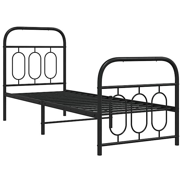 vidaXL Bettgestell mit Kopf- und Fußteil Metall Schwarz 75x190 cm 377125 günstig online kaufen