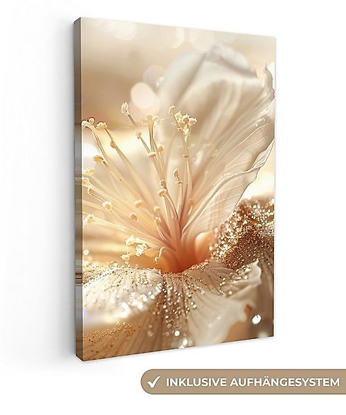 OneMillionCanvasses® Leinwandbild Blume - Weiß - Glitter - Gold - Modern, F günstig online kaufen