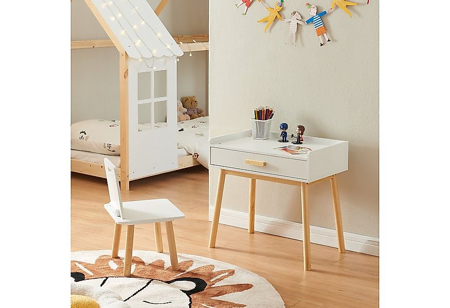 en.casa Kinderschreibtisch (2er Set), »Skjervøy« Holz/Weiß günstig online kaufen
