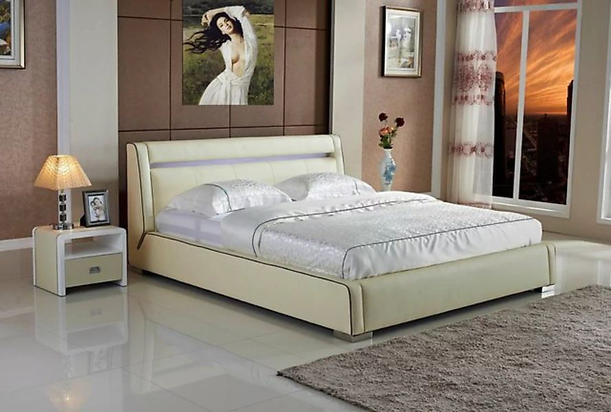 JVmoebel Bett Design Betten Doppel Luxus Ehe Modernes Hotel Gestell Leder B günstig online kaufen