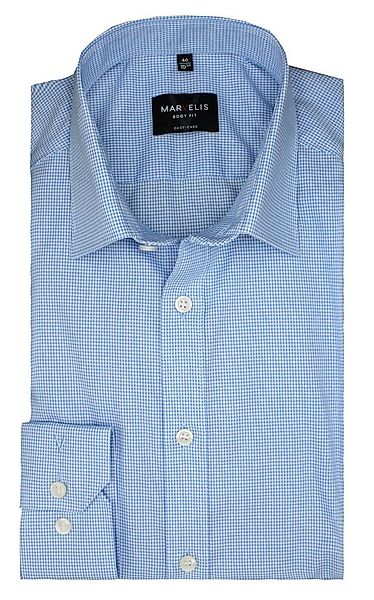 MARVELIS Langarmhemd, Body Fit, Karo Blau-Weiß, 100 % Baumwolle günstig online kaufen