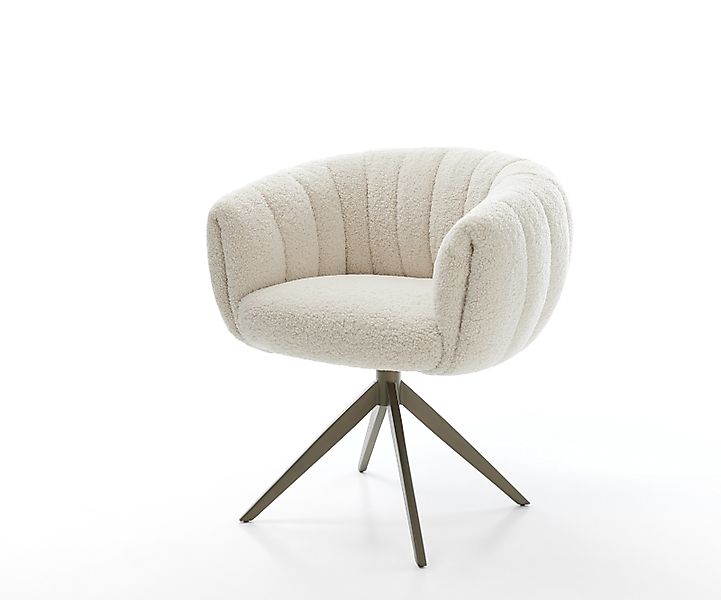 Drehstuhl Jada-Flex Teddystoff Beige Kreuzgestell breit Effektfinish Titan günstig online kaufen