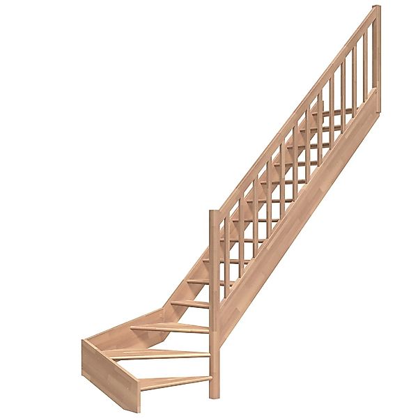 Dolle Raumspartreppe Paris 1/4-gew. Rechts Buche Rechteckstabgeländer FSC® günstig online kaufen