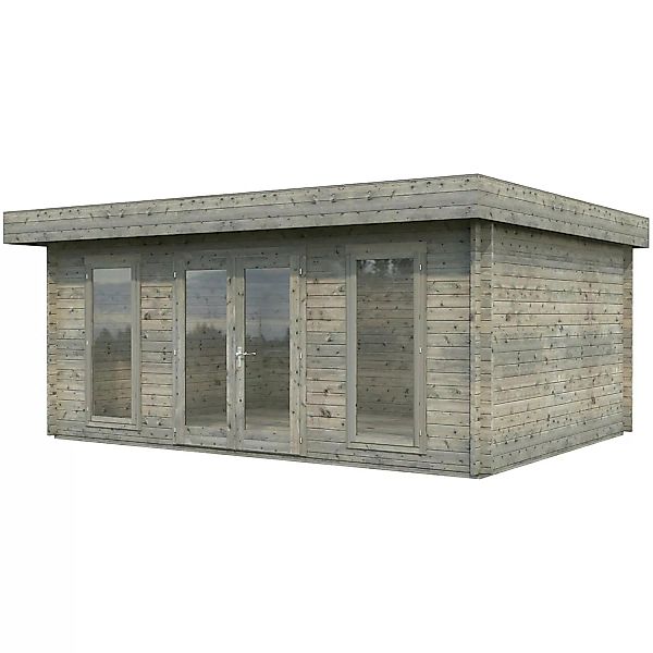 Palmako Bret Holz-Gartenhaus Grau Flachdach Tauchgrundiert 574 cm x 390 cm günstig online kaufen