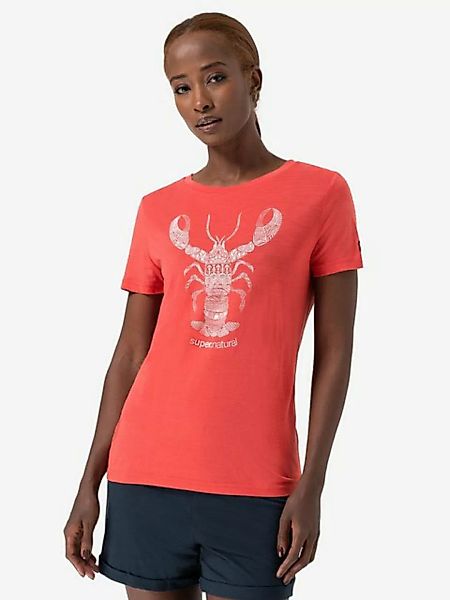 SUPER.NATURAL T-Shirt für Damen, Merino TATTOOED LOBSTER Tier Motiv, bunt günstig online kaufen