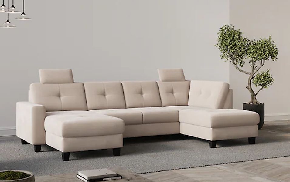 Places of Style Wohnlandschaft "Varese", Kreuznaht in beige günstig online kaufen