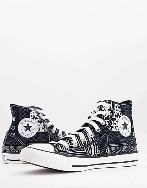 Converse – Chuck Taylor All Star Hi – Sneaker in Schwarz mit Bandana-Muster günstig online kaufen