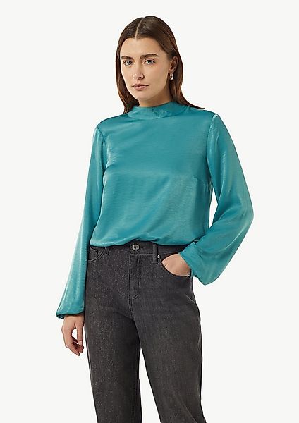 comma Langarmbluse Bluse Viskosemix-Bluse mit Bindedetail günstig online kaufen