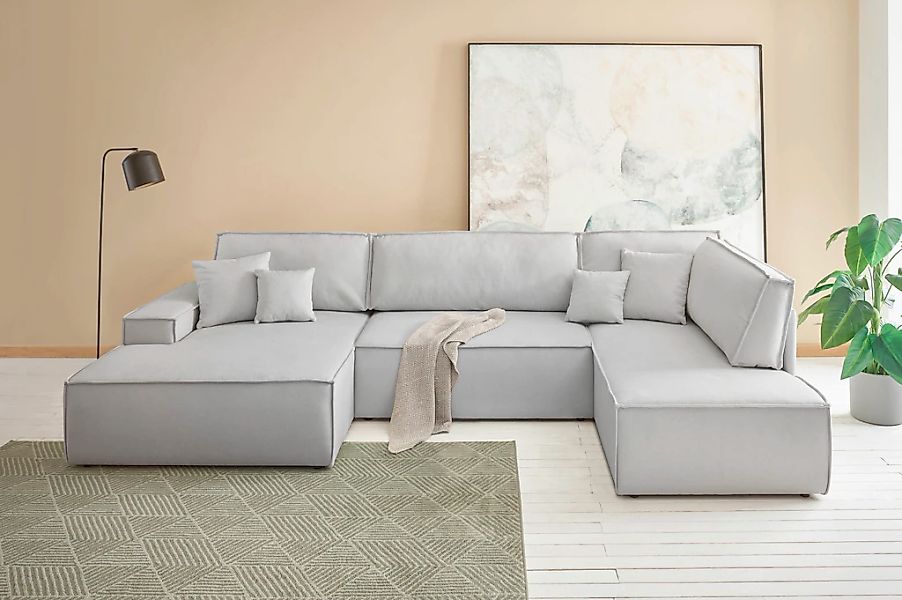 andas Wohnlandschaft "FINNLEY, U-Form XXL 329 cm, Schlafsofa, Schlaffunktio günstig online kaufen