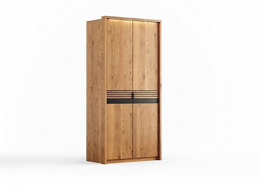 Natur24 Kleiderschrank Regusa Schrank 2D Eichenholz Natur Schwarz 106 x 58 günstig online kaufen