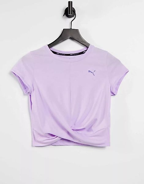 PUMA – Training – T-Shirt in Lila mit verdrehtem Detail günstig online kaufen