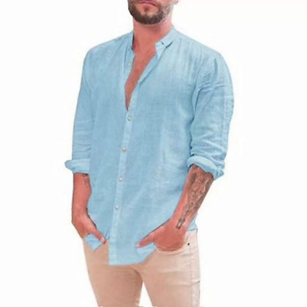 FIDDY Strandshirt Herren Baumwolle Leinenhemd Herren Sommer Freizeithemd st günstig online kaufen