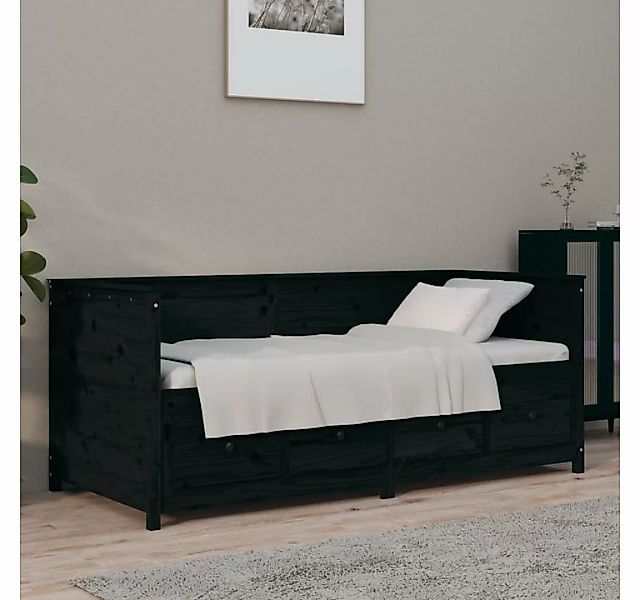furnicato Bett Tagesbett Schwarz 100x200 cm Massivholz Kiefer günstig online kaufen