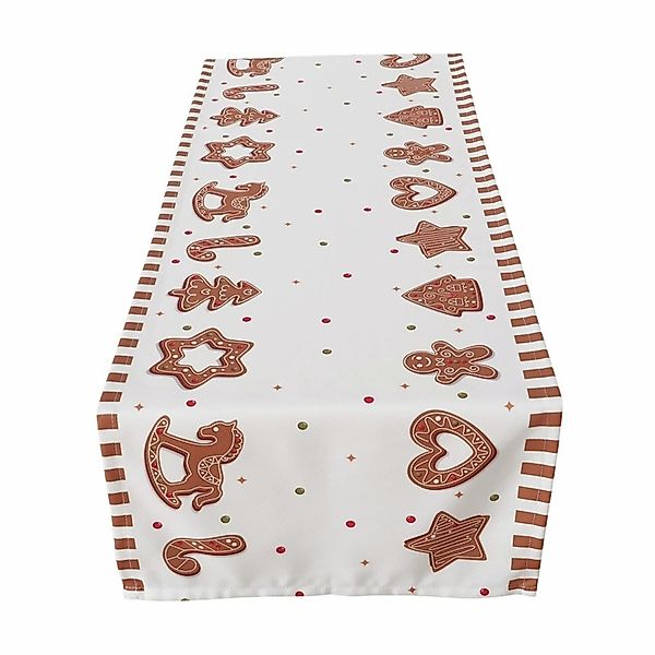 Boltze Tischläufer Ginger Rechteck 140 cm x 40 cm x 1 cm Braun-Weiß günstig online kaufen