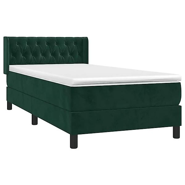 vidaXL Boxspringbett mit Matratze Dunkelgrün 100x200 cm Samt 3131126 günstig online kaufen