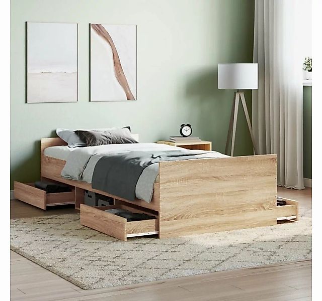 furnicato Bett Bettgestell mit Kopf- und Fußteil Sonoma-Eiche 90x190 cm günstig online kaufen