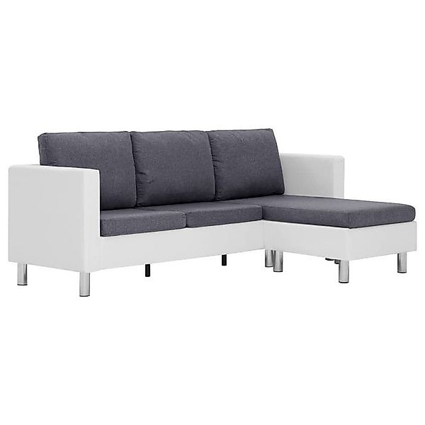 vidaXL Sofa 3-Sitzer-Sofa mit Kissen Weiß Kunstleder günstig online kaufen