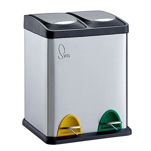 Svita TC2X8 Mülleimer 16 Liter 2x8L Doppelt Kücheneimer Treteimer Silber günstig online kaufen