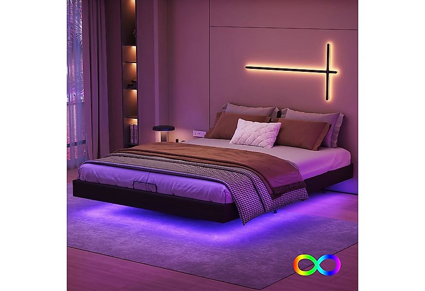 Furnishings Home Polsterbett Stauraumbett Doppelbett LED, Pustoff (Hydrauli günstig online kaufen