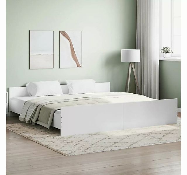 furnicato Bett Bettgestell mit Kopf- und Fußteil Weiß 200x200 cm günstig online kaufen
