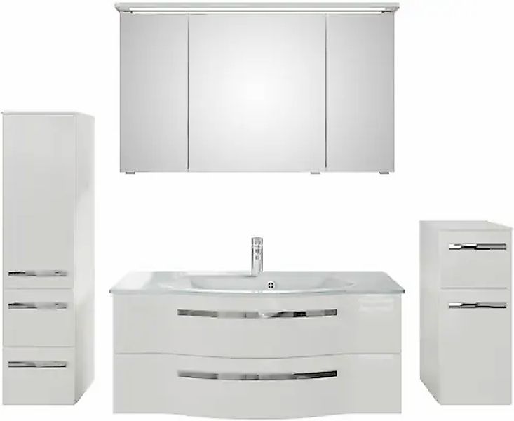 Saphir Badmöbel-Set »Serie 4005, vormontiert, Glaswaschbecken, Spiegelschra günstig online kaufen