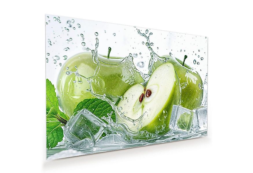 Primedeco Glasbild Wandbild Frische Äpfel Splash mit Aufhängung, Getränke ( günstig online kaufen