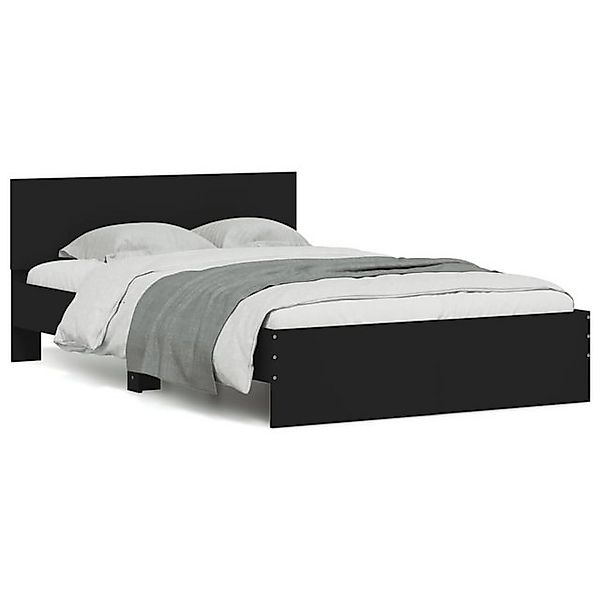 vidaXL Bettgestell, Bettrahmen mit Kopfteil Schwarz 120x190 cm günstig online kaufen