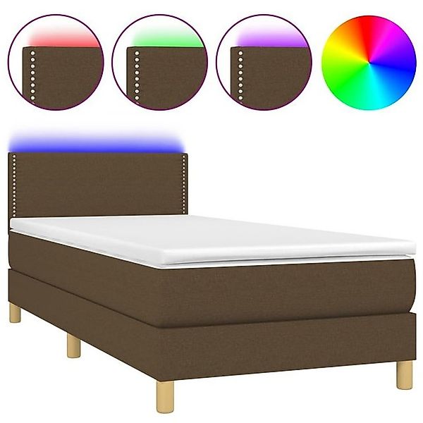 vidaXL Boxspringbett Boxspringbett mit Matratze LED Dunkelbraun 100x200 cm günstig online kaufen