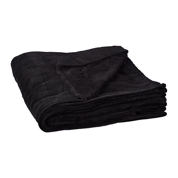 Wohndecke Kuscheldecke Fleece extragroß, relaxdays, Schwarz günstig online kaufen