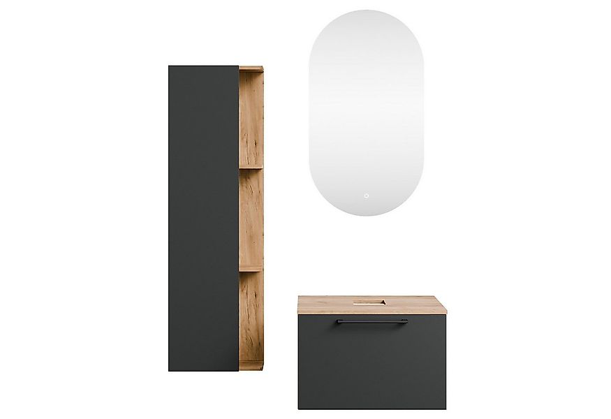 Planetmöbel Badmöbel-Set Astra, (Waschtischunterschrank, 3-St., Spiegel), B günstig online kaufen
