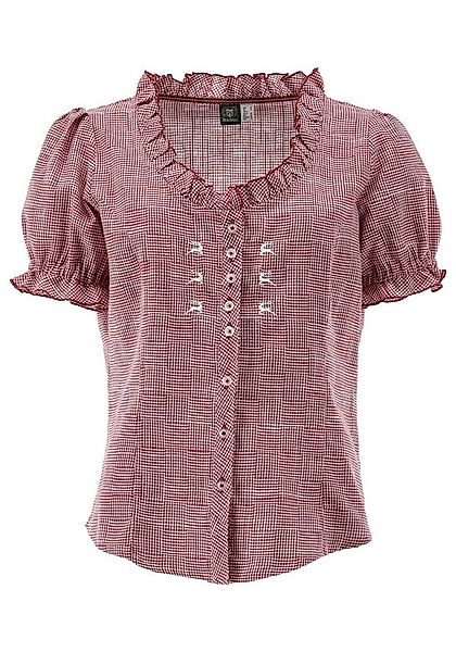 OS Trachten Trachtenbluse Yomira Tailliert, Rundhalsausschnitt, 1/2-Arm, Rü günstig online kaufen