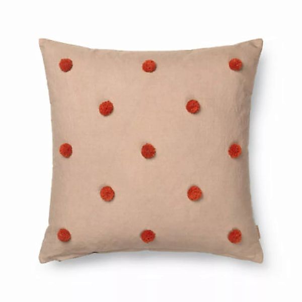 Kissen Dot textil beige / 50 x 50 cm - Pompons - Ferm Living - Beige günstig online kaufen