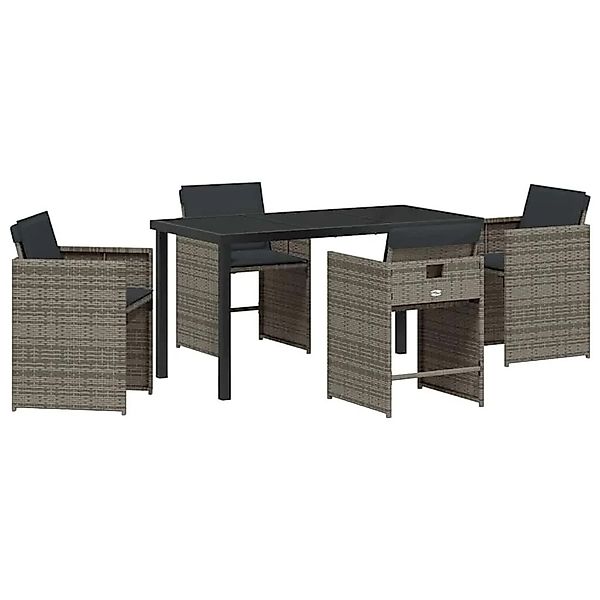 vidaXL Garten Essgruppe 5-Tlg Grau Poly-Rattan 3380694 günstig online kaufen