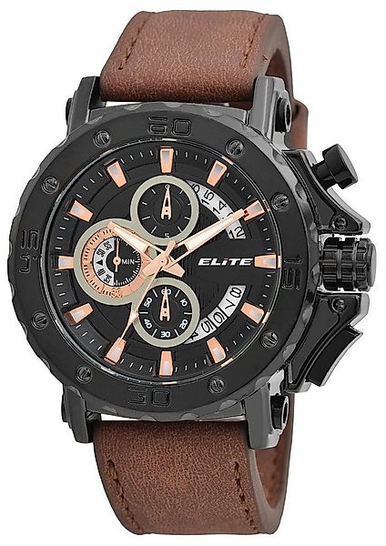 Elite Quarzuhr EL0007 ELITE Herrenchronograph mit Lederimitationsarmband, H günstig online kaufen