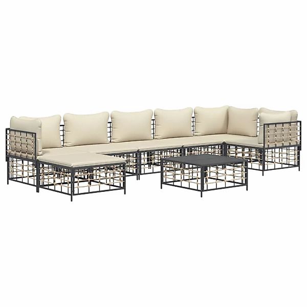 Vidaxl 8-tlg. Garten-lounge-set Mit Kissen Anthrazit Poly Rattan günstig online kaufen