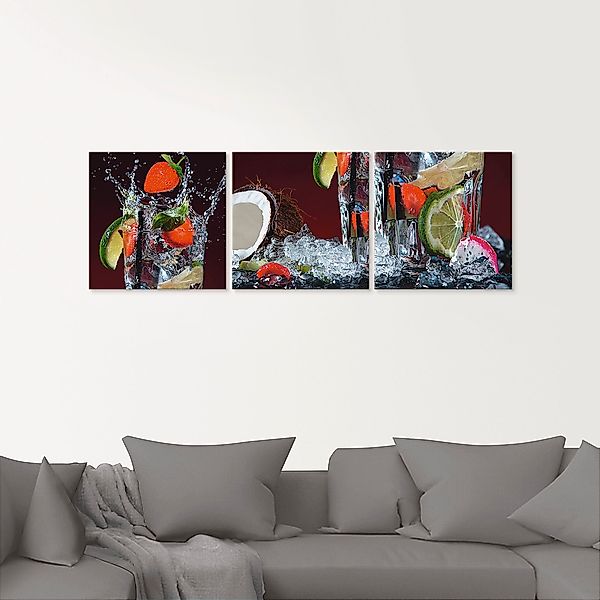 Artland Glasbild "Frischer Fruchtcocktail I", Getränke, (3 St.), in verschi günstig online kaufen