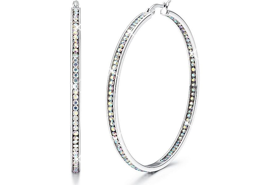 LuxusKollektion Fingerring Ohrringe Creolen Edelstahl Silber Buntes Cz 60.0 günstig online kaufen