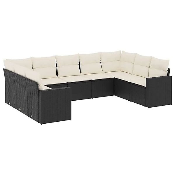 vidaXL 9-Tlg Garten-Sofagarnitur mit Kissen Schwarz Poly Rattan 3251733 günstig online kaufen