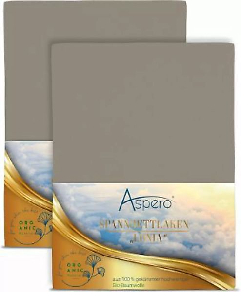 Aspero® 2 x Spannbettlaken aus Bio-Baumwolle Bettlaken taupe Gr. 90-100 x 2 günstig online kaufen