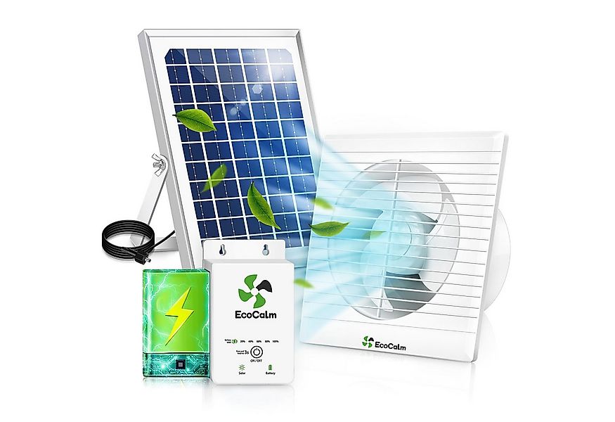 ecoCalm Akku-Ventilator Wasserdichter Solarventilator Outdoor, 100mm mit Ba günstig online kaufen