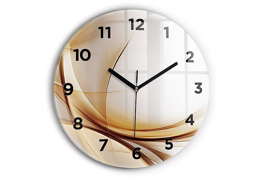 Tulup Wanduhr Moderne Glasuhr Goldene Abstraktion Runde Uhr aus Gehärtetem günstig online kaufen