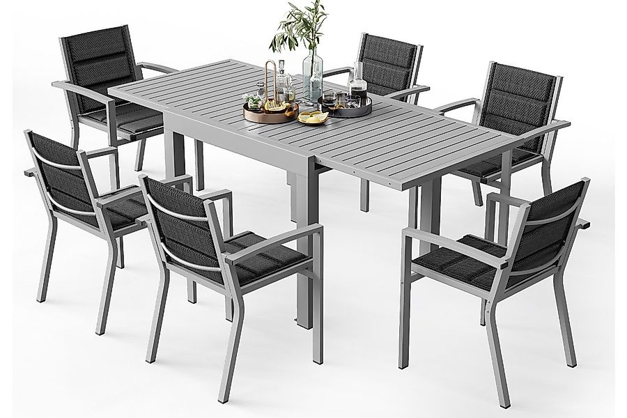 HOMALL Gartentisch Gartentisch Aluminium Ausziehtisch 80/160 130/260cm Essz günstig online kaufen