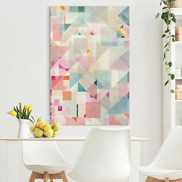 Leinwandbild Pastellfarbene Dreiecke günstig online kaufen