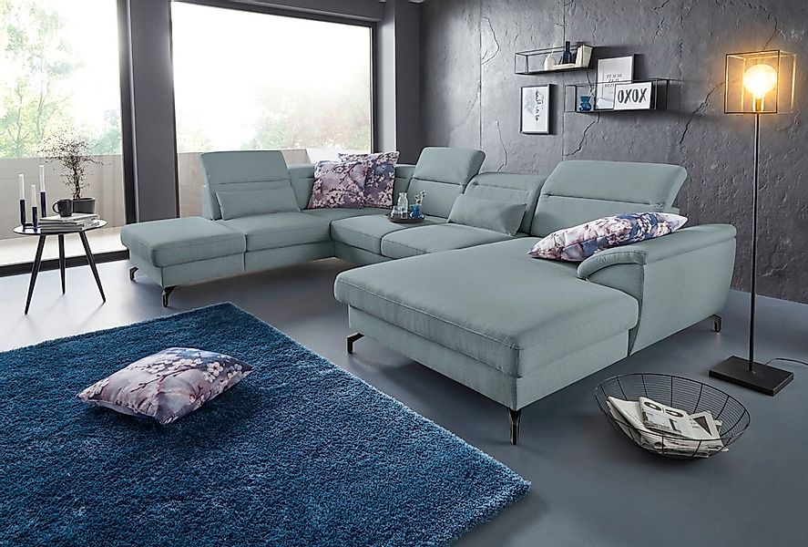 sit&more Wohnlandschaft "Percy U-Form", 12 cm Fußhöhe, Sitztiefenverstellun günstig online kaufen