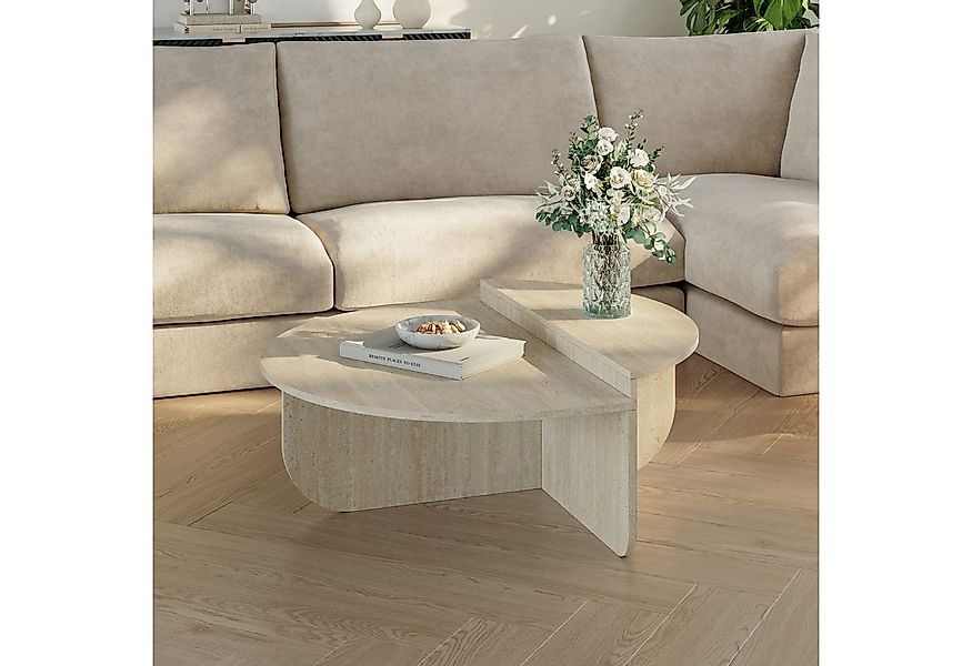 en.casa Couchtisch, »Tondesdaslo« mit doppelter Tischplatte 90x90x35 cm Tra günstig online kaufen